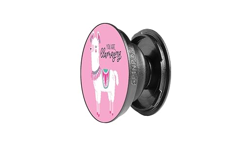SpinPop Grip and Kickstand for Phones and Tablets - Pink LLAMAZING Llama