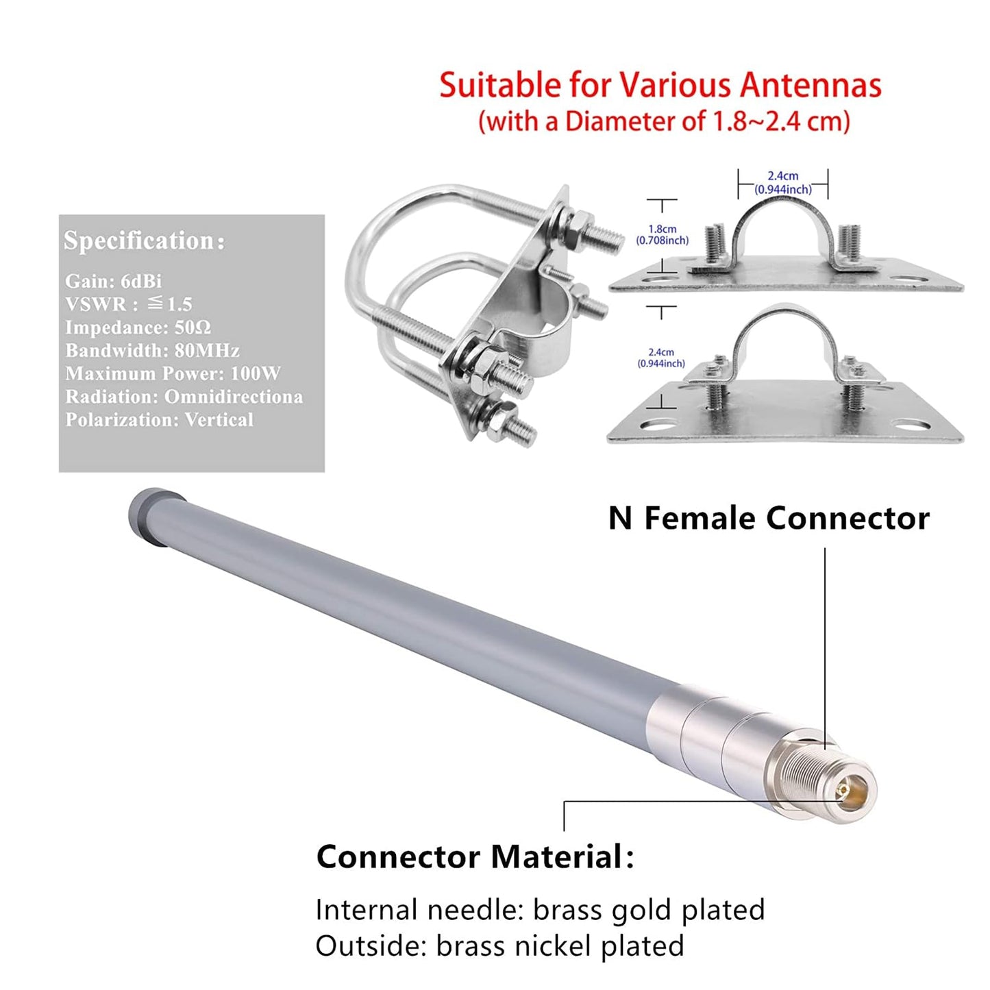 GTOMNI Meshtastic 915MHz Lora Antenna Fiberglass Antenna 915MHz with 16.4Ft Low Loss 3D-FB RG58 Cable for Helium Hotspot RAK Nebra Bobcat 300 Hotspot