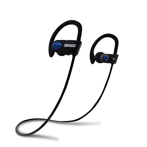 Senso Bluetooth Headphones, Best Wireless Sports Earphones w/Mic IPX7 Waterproof HD Stereo Sweatproof Earbuds for Gym Running Workout 8 Hour Battery