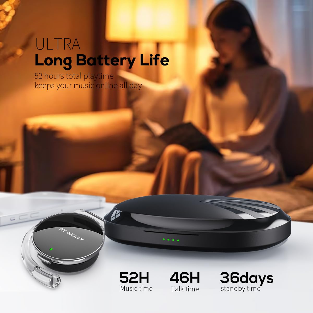 BEVCEFCC Wireless Bluetooth 5.4 Over-Ear Headphones with Ear Hook, Dual Device Simultaneous Connection, Clip-On Ear Design, Lightweight Earbuds…