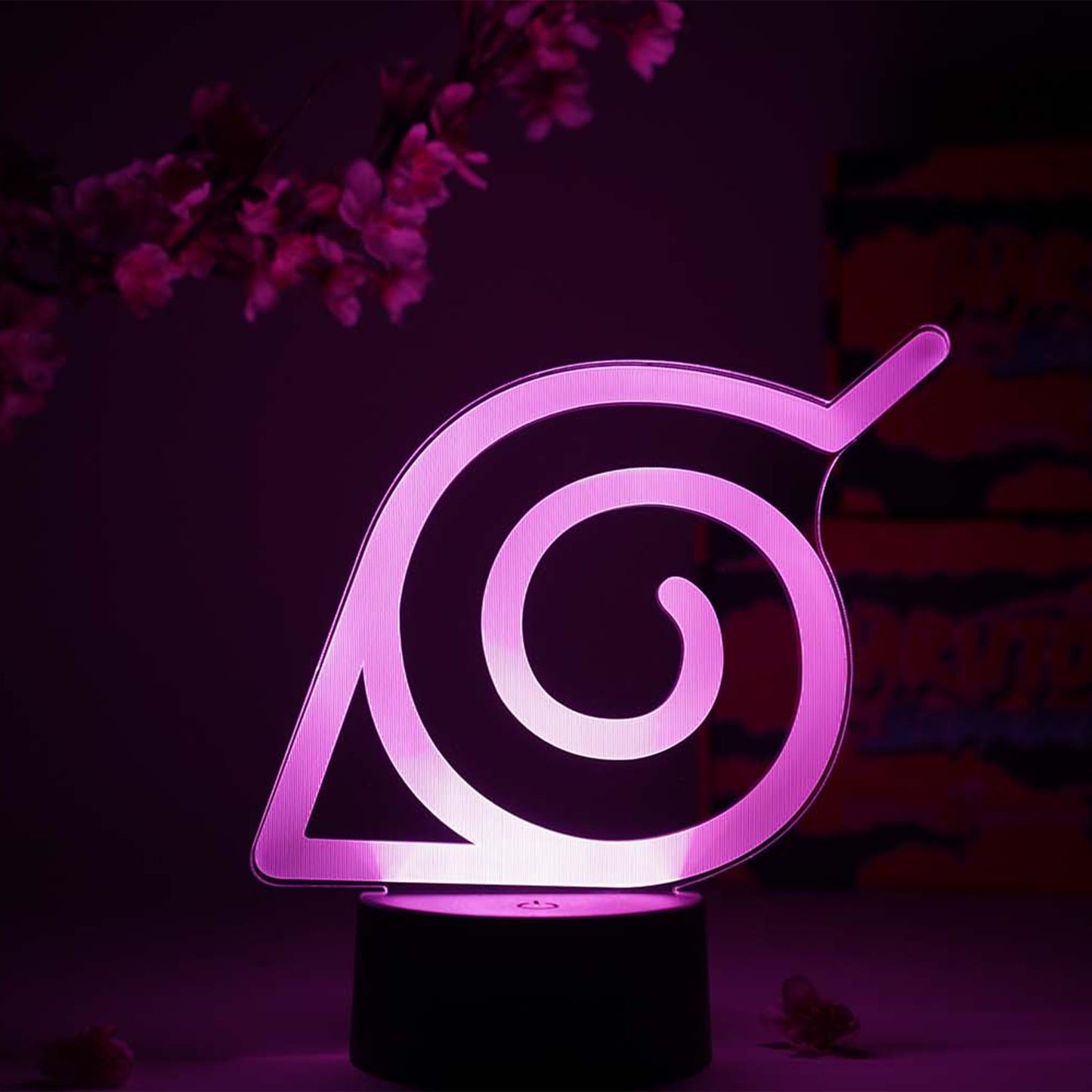 Otaku Lamps Konoha Leaf Naruto - Anime Night Light, 16 Color RGB LED - Gift for Otaku