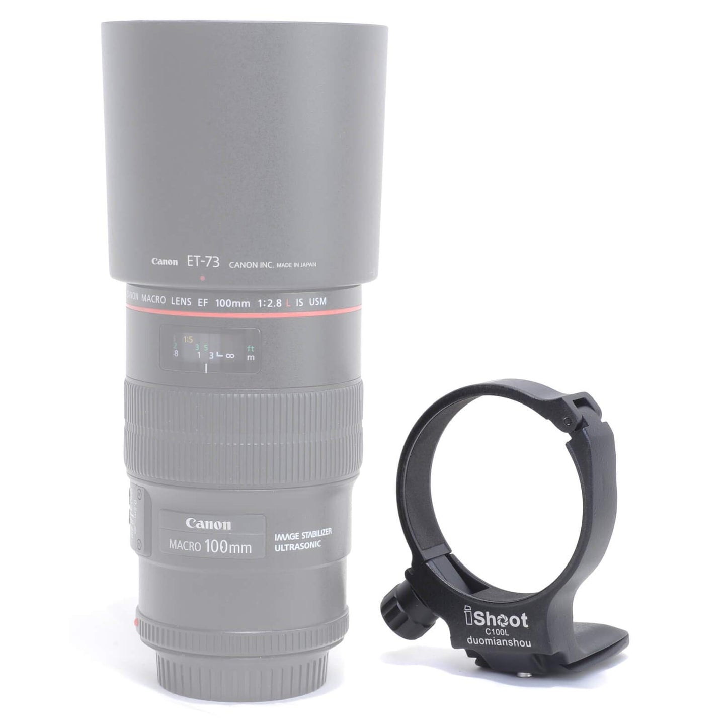 iShoot CNC Machined Diameter 68mm Tripod Mount Ring Lens Collar for Canon EF 100mm f/2.8L Macro IS USM Lens, Built-in 55mm Quick Release Plate