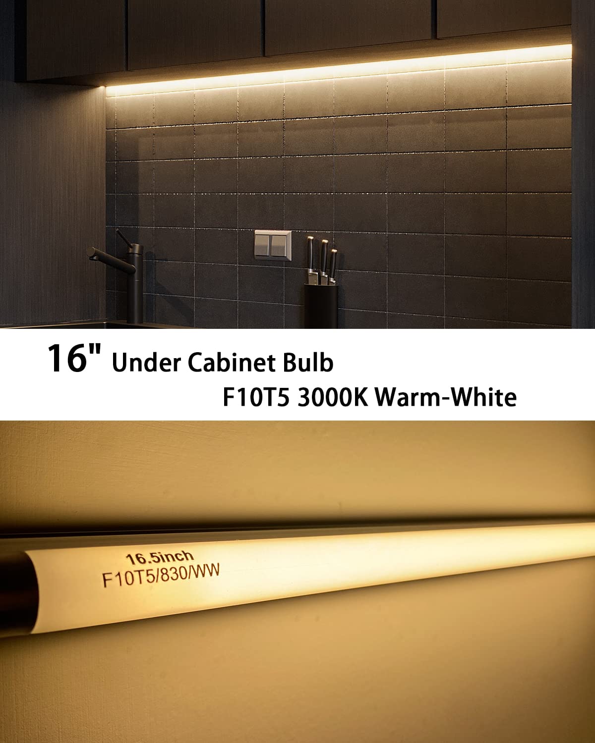 16" F10T5/830/L Fluorescent Light Bulb,T5 10W Warm White Bulbs,G5 Base-3PCS