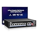 10 Port Gigabit PoE Switch with 8 Port PoE+ 1000Mbps, 2x1000Mbps Uplink, GiGaPlus 10 Port IEEE802.3af/at PoE @72W, Support VLAN, AI watchdog, Metal