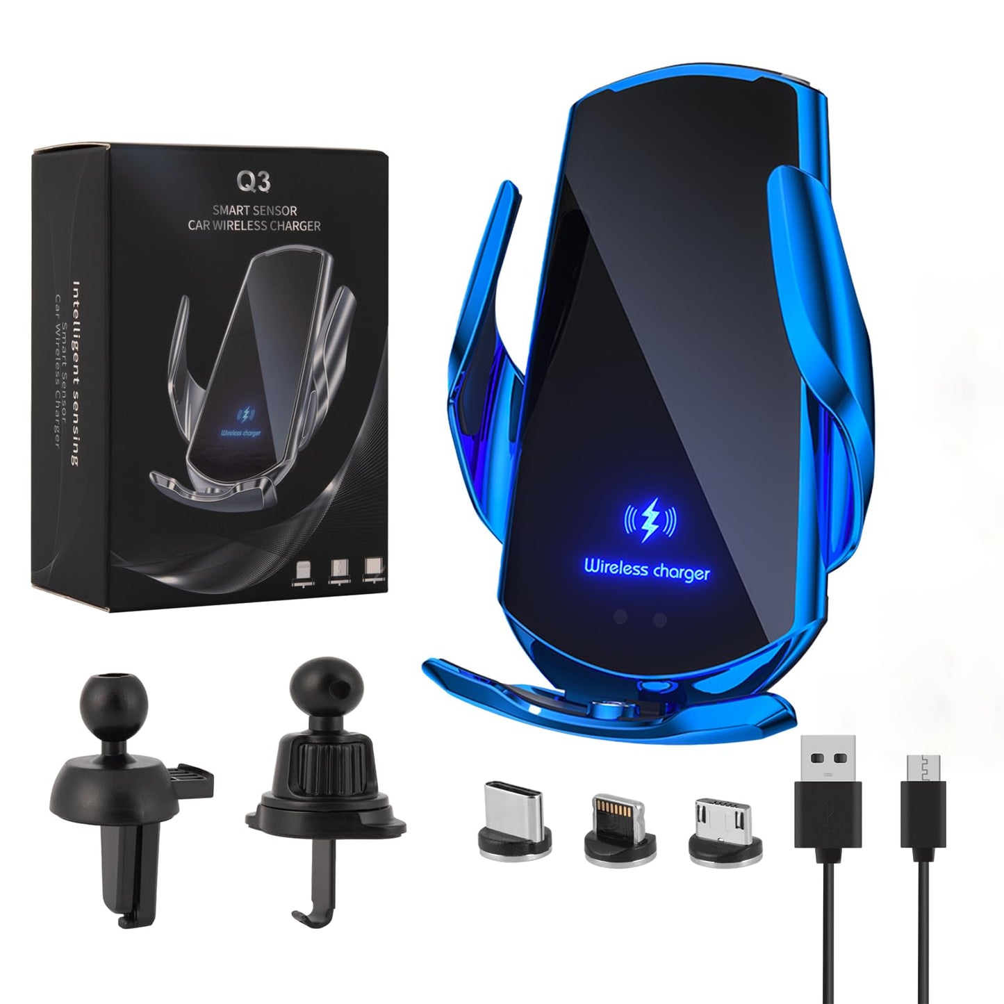LFNOWN Wireless Car Charger Phone Mount Car Holder Mount Wireless Charging 15W Fast Charging Auto-Clamping Car Mount Air Vent Charging Car Phone