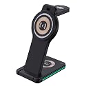 OTM Essentials 3-in-1 Wireless Charger, Fast Charging Station for iPhone, Smartwatch, and Wireless Earbuds, Portable Power Bank, Sleek, Space-Saving