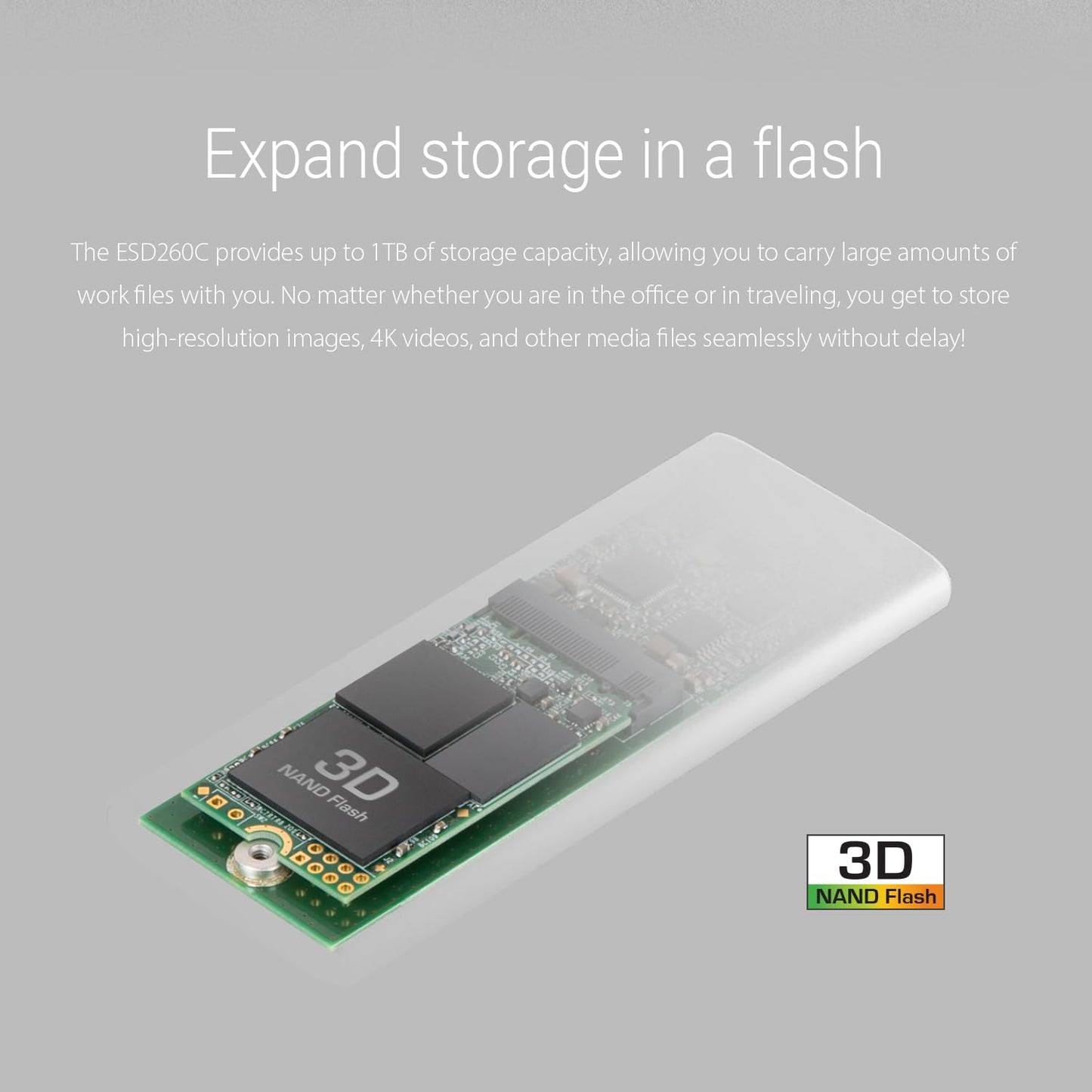 Transcend 250GB ESD260C, External Solild State Drive, Portable SSD, Metallic case, Lightweight, Siiver, Type-C - TS250GESD260C