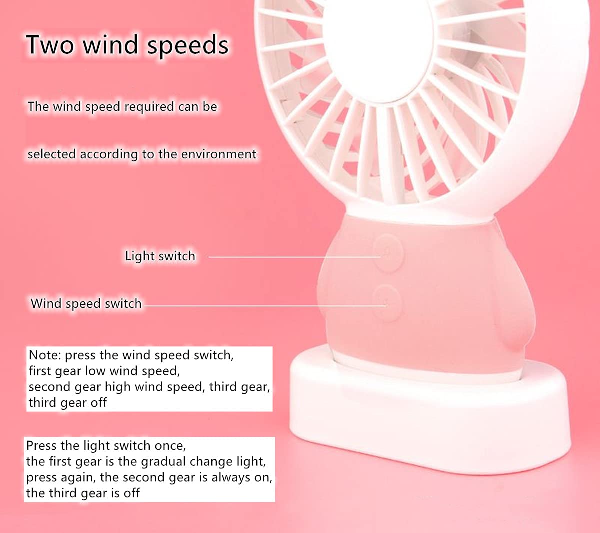 LRYQDM Mini Handheld Fan Portable Fan Mini Bear Fan USB Portable Fan Small Fan Fan for Kids Girls Woman Home Office Outdoor Travel(Pink)