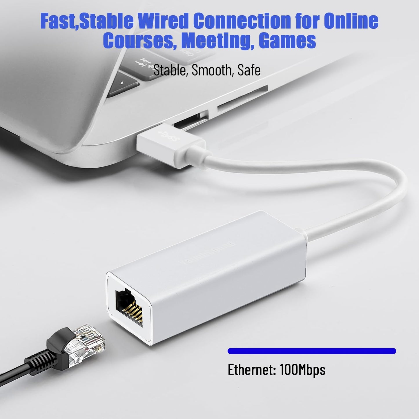 USB to Ethernet Adapter, Megabit Ethernet to USB Adapter for TV, Laptop