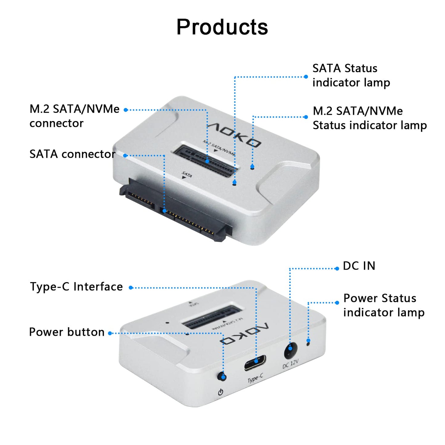 M.2 SATA/NVMe to USB Docking Station,Hard Drive Reader Adapter, External M.2 SSD Enclosure for M.2 PCIe NVMe and SATA SSDs, Compatible with SATA III