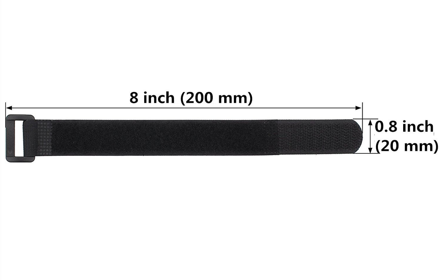 Elantek 50-PCS Black Hook and Loop Reusable Fastening Cable Tie Down Straps- 0.8" x 8"