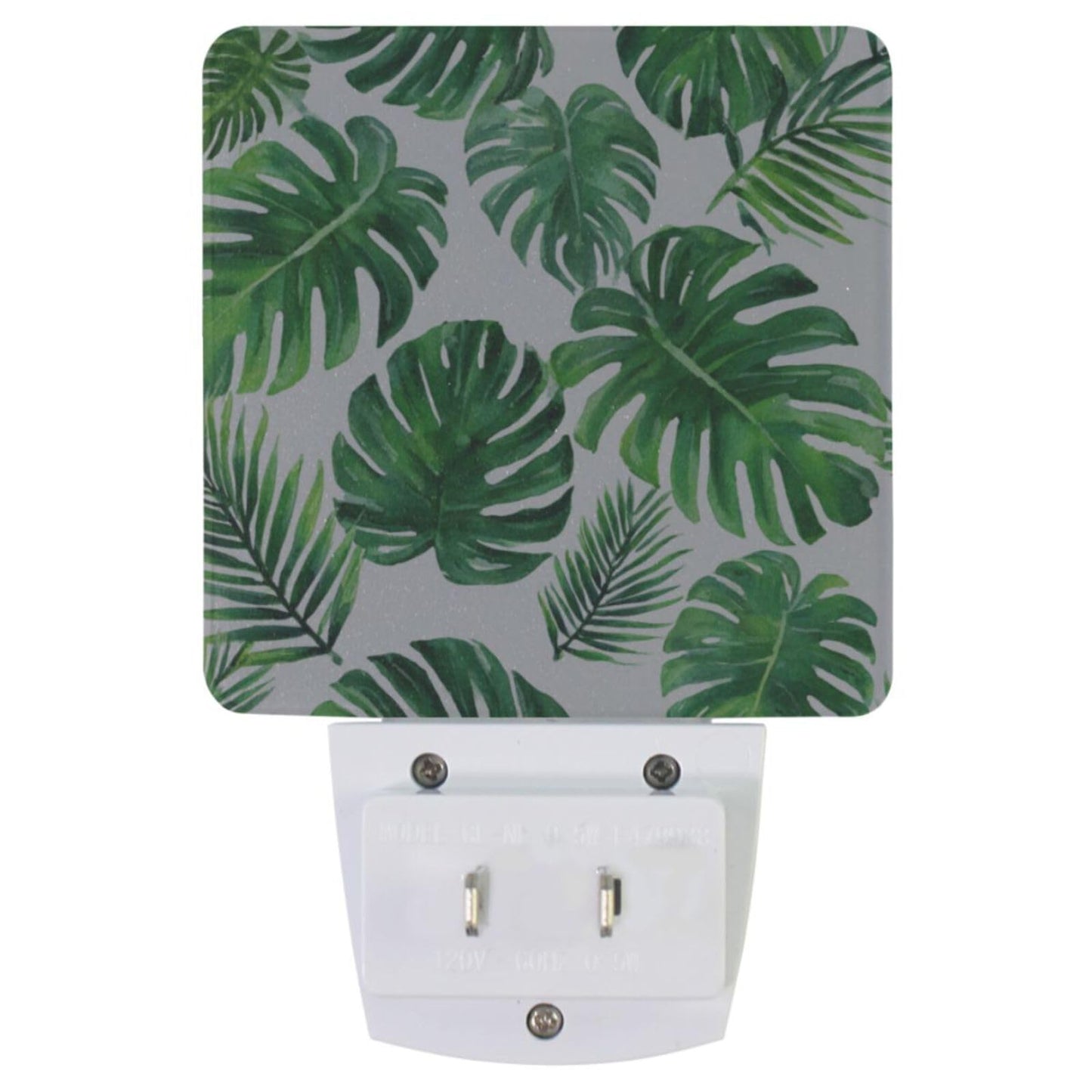 Vdsrup Summer Palm Leaves Night Light Set of 2 Tropical Jungle Plug-in LED Nightlights Auto Dusk-to-Dawn Sensor Lamp for Bedroom Bathroom Kitchen