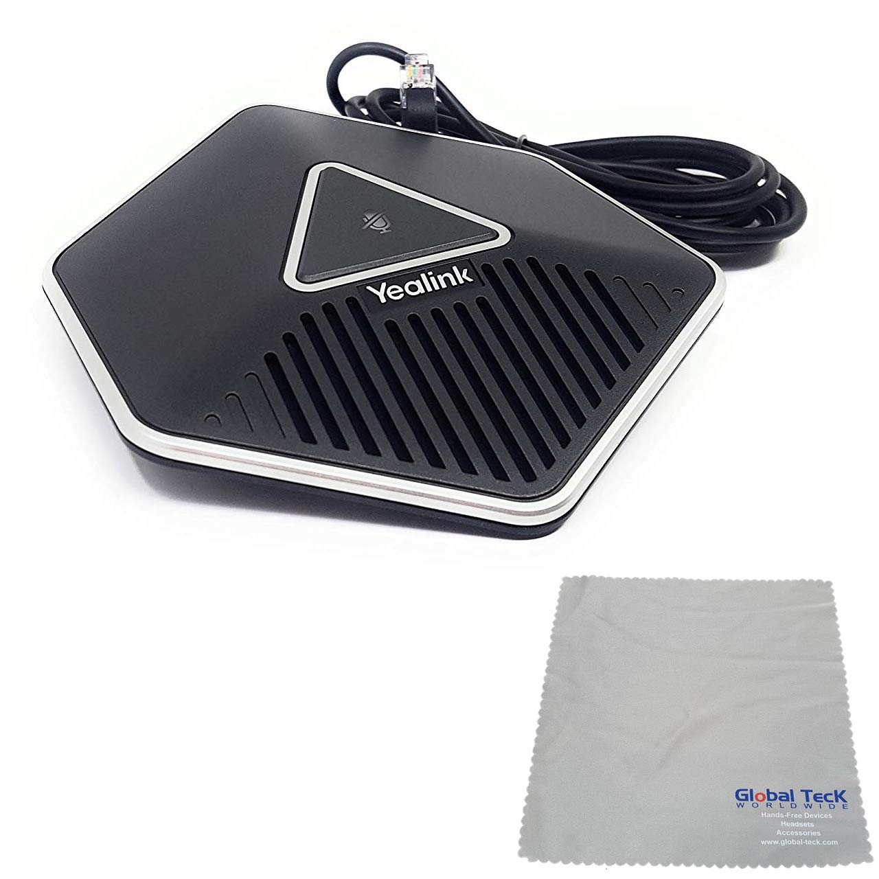 Global Teck Bundle of Yealink CPE80 Expansion Microphone for Yealink Conference Phone CP860, Microfiber Cloth Included, Single Mic Extender (1 Unit)