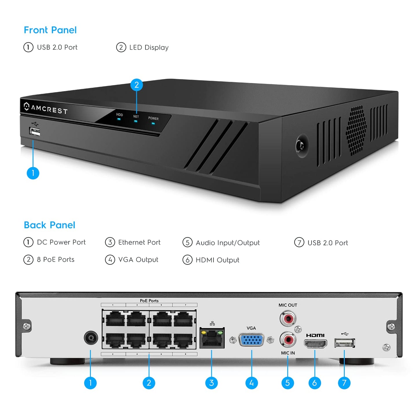 Amcrest 4K Security Camera System w/ 4K (8MP) 8CH PoE NVR, (4) x 8-Megapixel IP67 Weatherproof Metal Bullet POE IP Cameras, Pre-Installed 2TB Hard