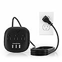 Power Strip 3 Outlets and 3 USB Ports with Switch Control, Desktop Charging Station with 5 ft Extension Cord, Compact for Nightstand, Office