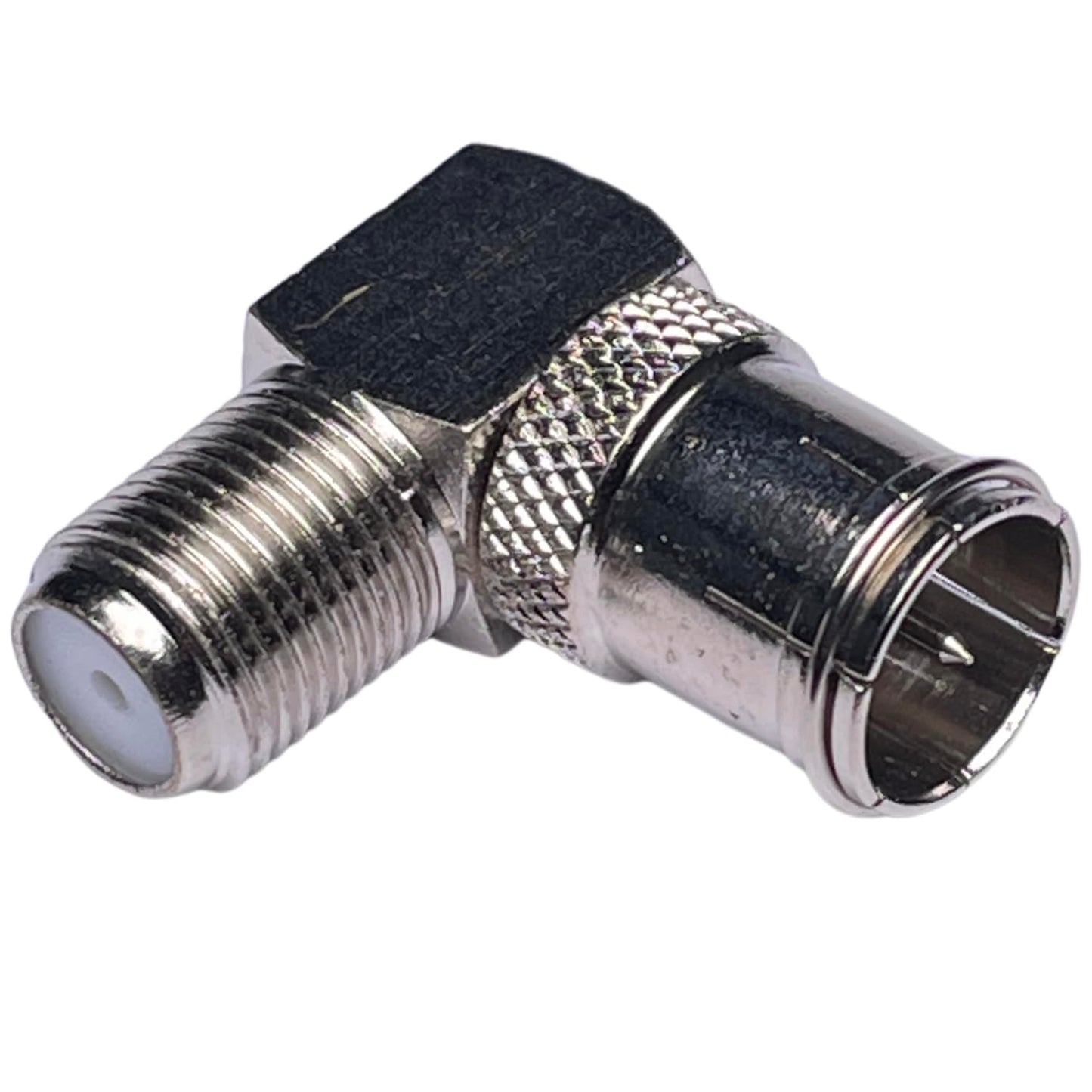 CESS Right Angle Coax F-Jack to F-Quick Push On Plug, Male/Female Adapter (10 Pack)