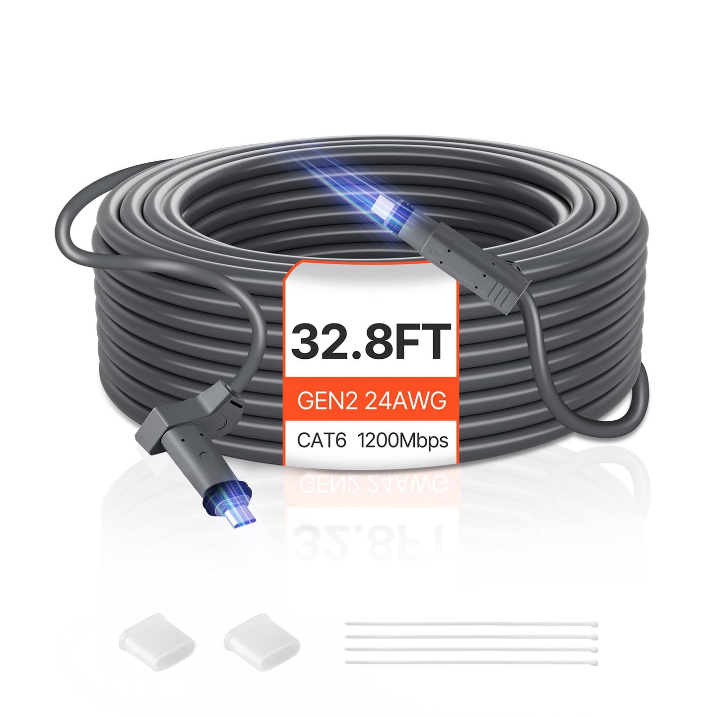 VEVOR Starlink Gen 2 Cable, 32.8 FT, 24 AWG Copper Core, Durable Extension Cable for Standard Generation 2, Compatible with Starlink Rectangular