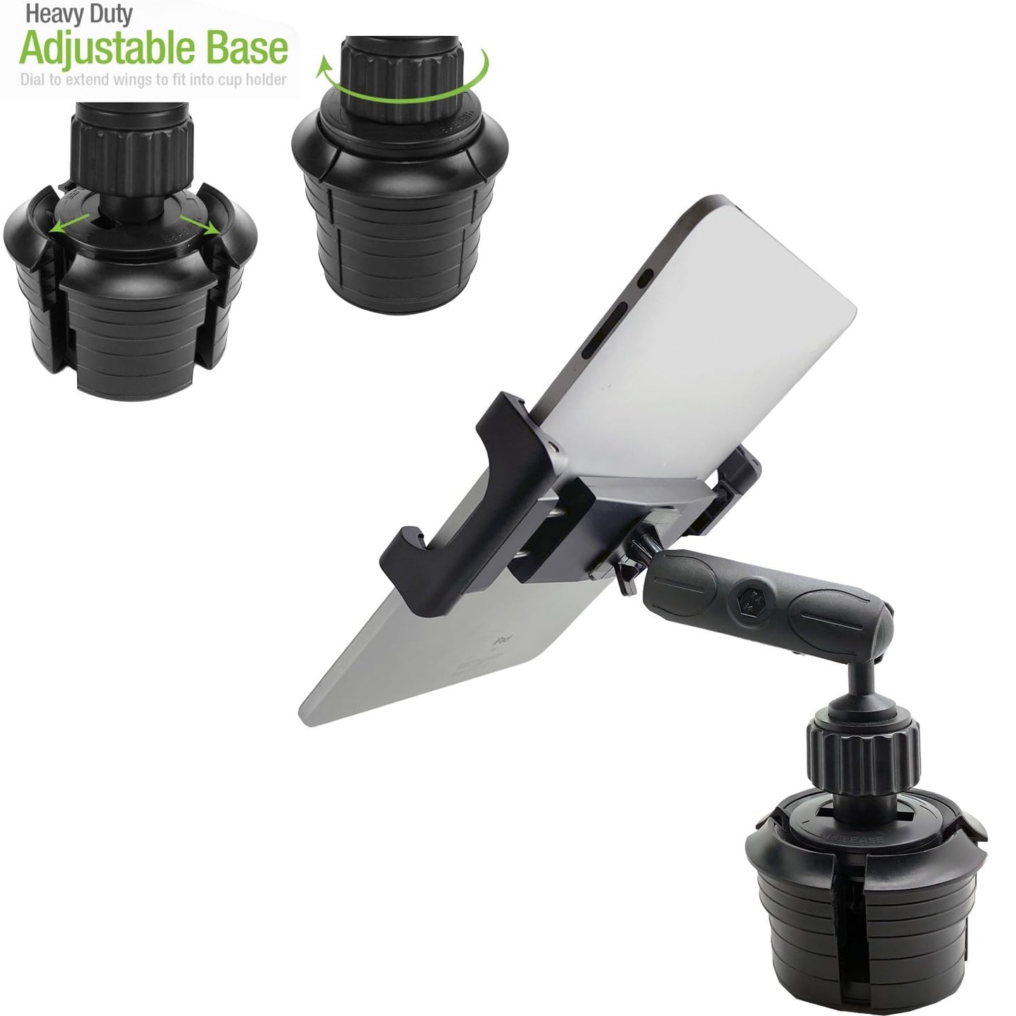 ChargerCity LongNeck Drinks Car Semi Truck Cup Holder Mount for Tablets & Phones - iPad Pro 12.9 10.5 9.7 Air Mini, Galaxy Tab, iPhone 14 15 16 17 Air