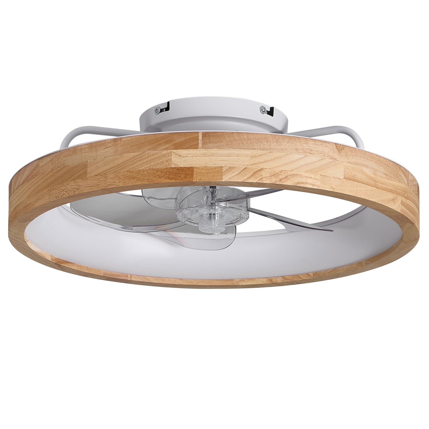 Ouimico 20'' Low Ceiling Fan with Light, 6 Speeds Reversible DC Motor, Dimmable 3 Color LED Light with Timer, Modern Flush Mount Ceiling Fan