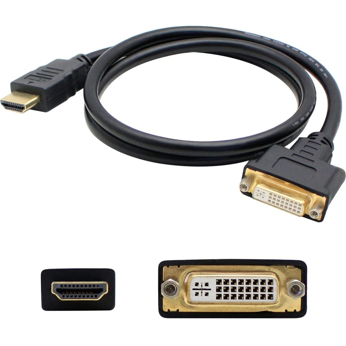 8in HDMI 1.3 Male to DVI-D Dual Link (24+1 pin) Female Black Cable for Resolution Up to 2560x1600 (WQXGA)