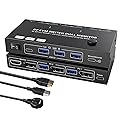MST Displayport Splitter Dual Monitor KVM Switch 2 Monitors 2 Computers 1 DP in 2 Screens Out (DP&HDMI) Support Max Single 8K@30Hz/Dual 4K@100Hz USB