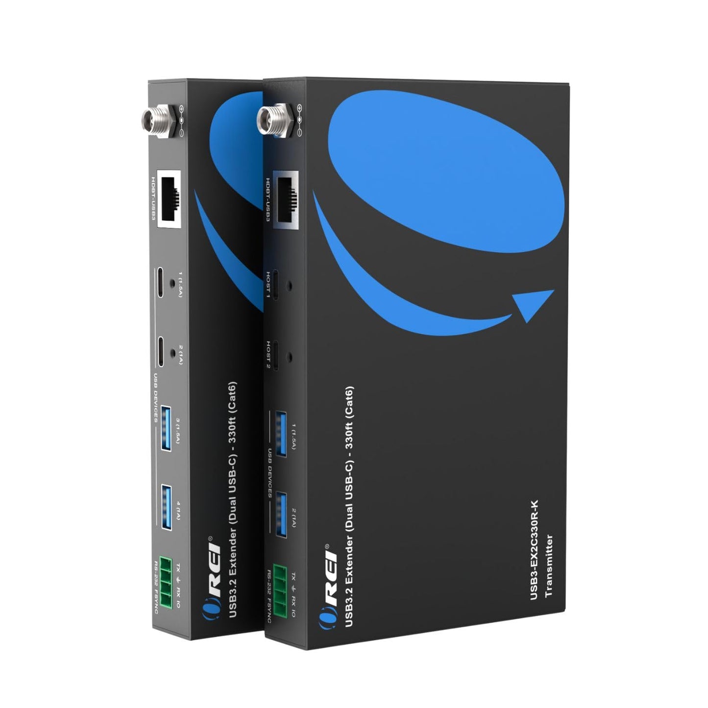 OREI USB 3.2 Over Cat6 330ft Two-Way PoC RS-232 2X USB-C/ 2X USB-A Over LAN