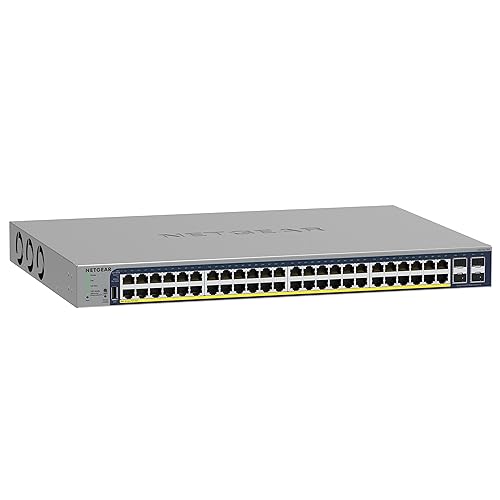 NETGEAR 52-Port PoE Gigabit Ethernet Smart Switch (GS752TPP) - Managed, Optional Insight Cloud Management, 48 x PoE+ @ 760W, 4 x 1G SFP, Desktop or