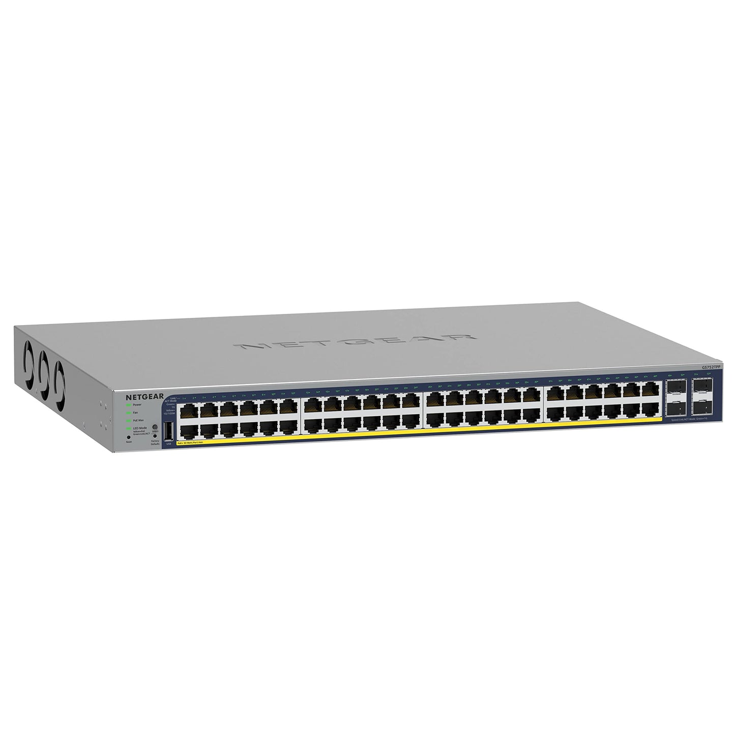 NETGEAR 52-Port PoE Gigabit Ethernet Smart Switch (GS752TPP) - Managed, Optional Insight Cloud Management, 48 x PoE+ @ 760W, 4 x 1G SFP, Desktop or