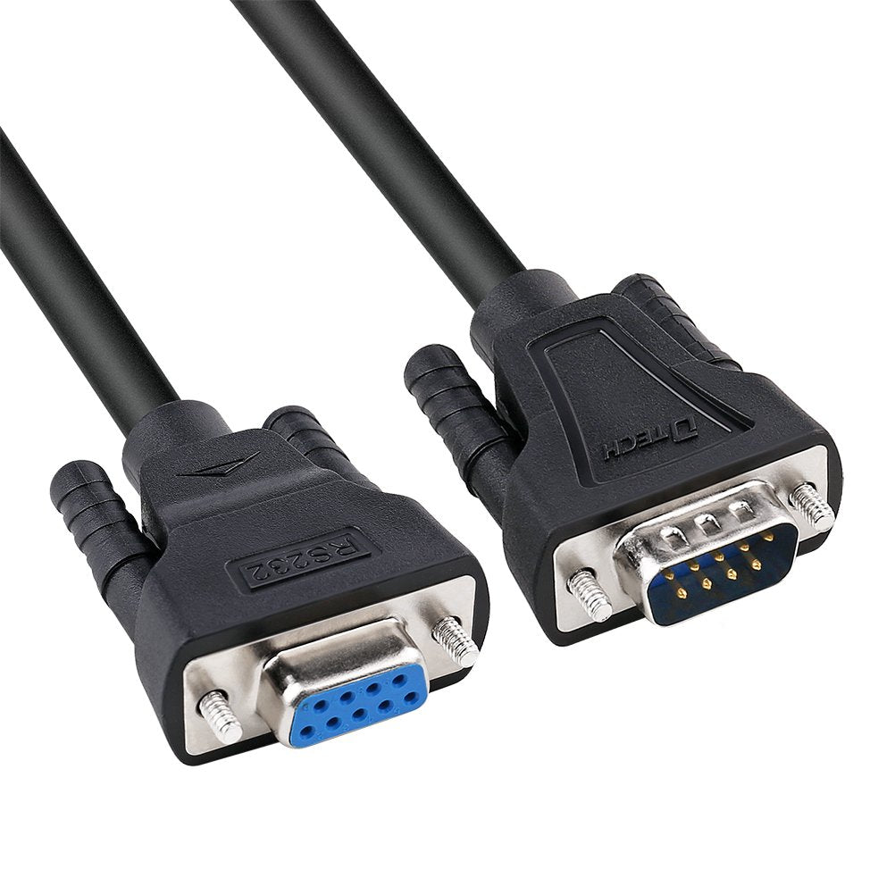 DTECH 5ft RS232 Null Modem Cable Serial DB9 Male to Female Extension Cord Simple Cross TX RX Line 2 Pin Crossed for Computer Switch Router Laptop Data