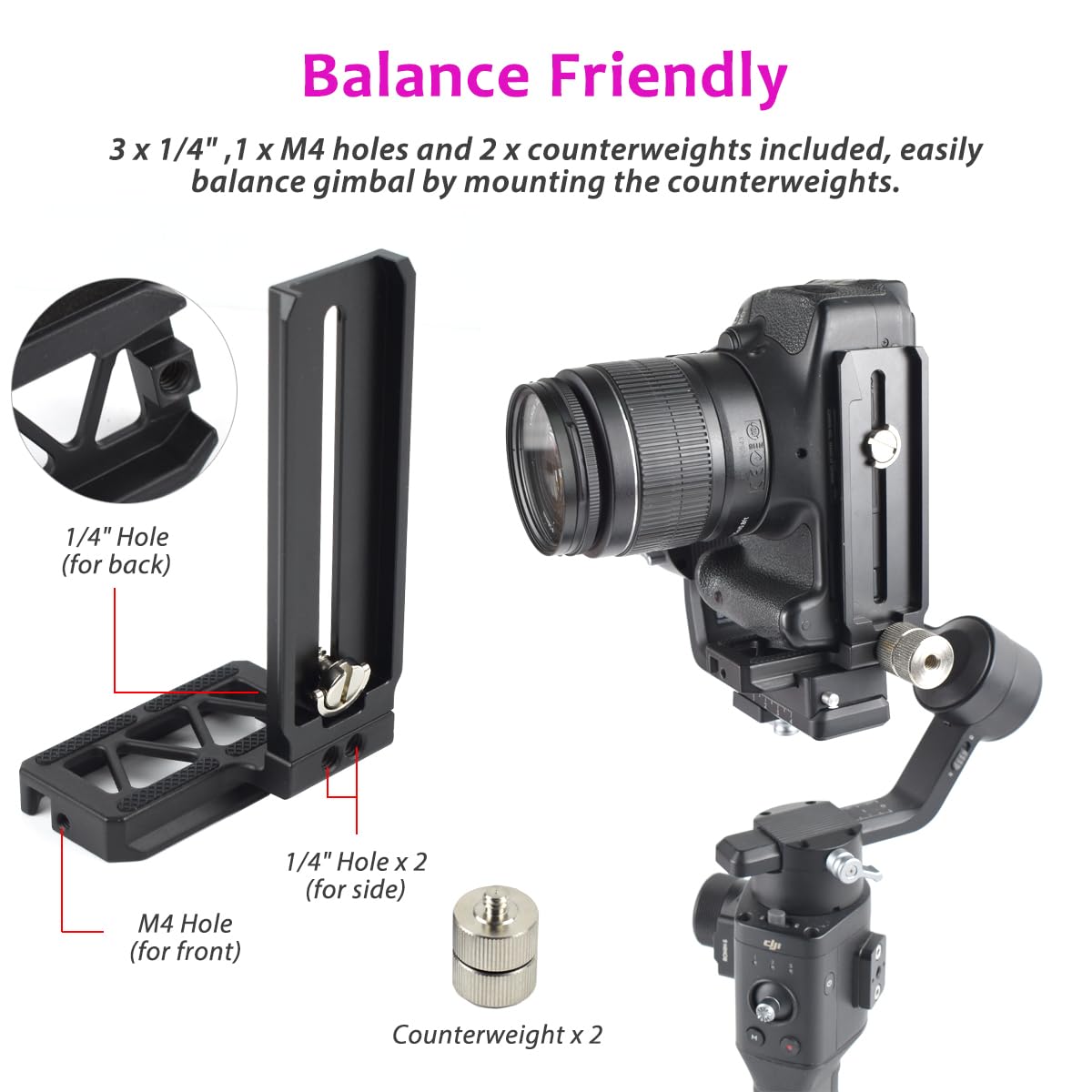 Akeipho L Bracket Vertical Mount for DJI Ronin SC, Aluminum Camera Quick Release Plate for Ronin SC Gimbal Stabilizer, DSLR Camera, Tripod, Monopod