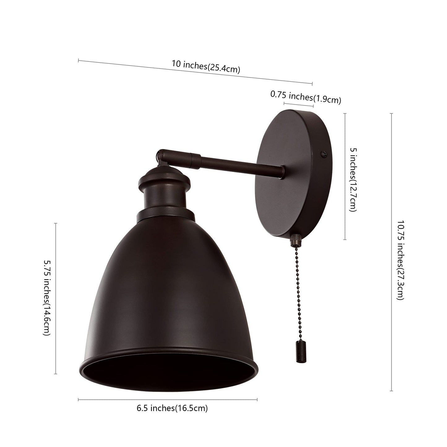 JONATHAN Y 6.5" Oil Rubbed Bronze 1-Light Farmhouse LED Wall Sconce Set of 2 for Bedroom, Hardwired Industrial Wall Light with Pull Chain Switch