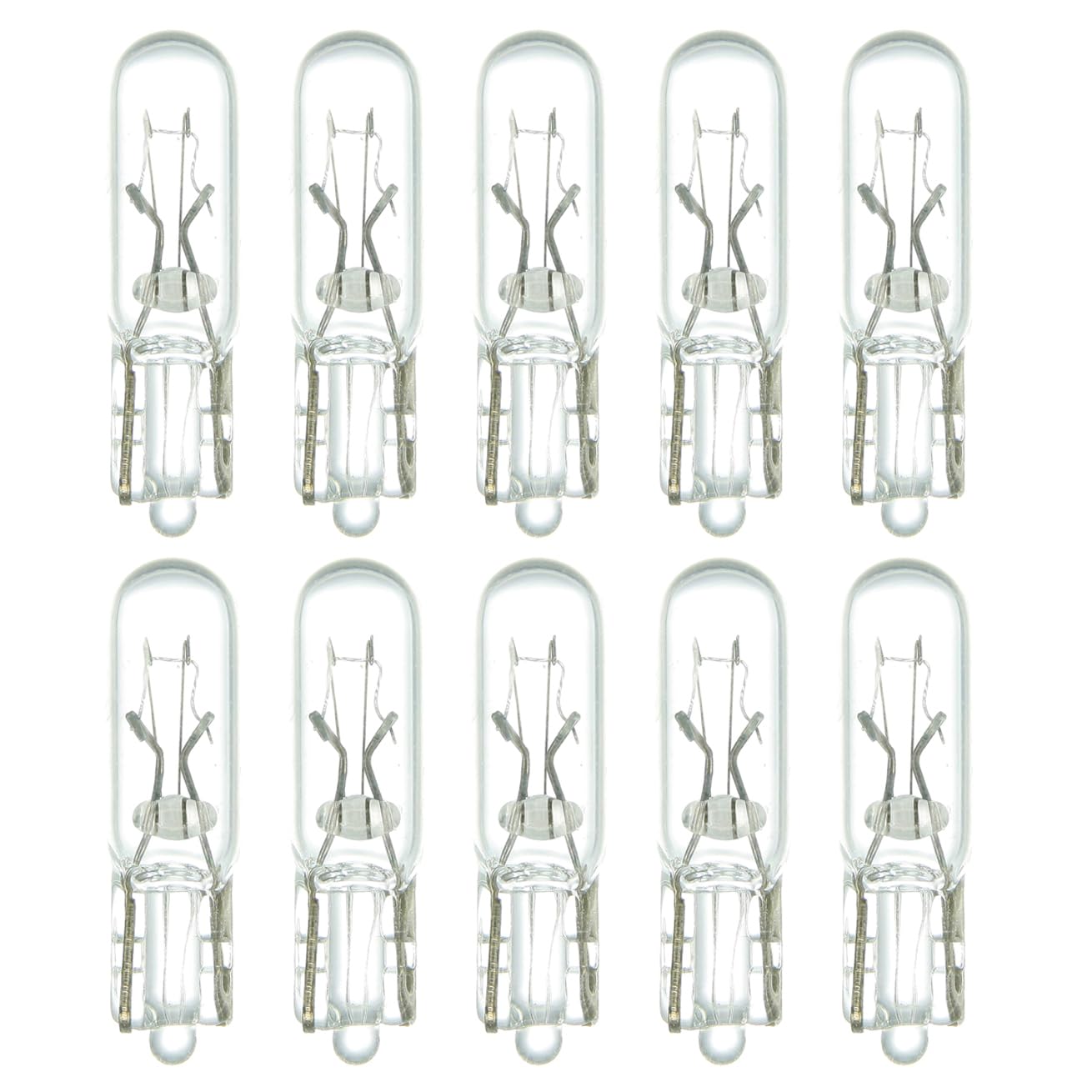 Sunlite T1.75 Mini-Tube Bulb, 1.12 Watts, 4 Lumens, 14 Volts, C-2F Filament, European Glass Wedge W2x4.6d Base, Clear Finish, 2800K Soft White,