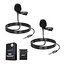 Neewer Lavalier Lapel Microphone (2 Pack), Omnidirectional Condenser Wired Clip On Lav Mic for Stage YouTube Live Streaming Compatible with Rode