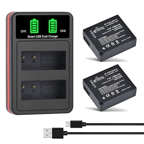 Pickle Power DMW-BLG10 DMW-BLG10PP DMW-BLE9 Battery and Charger for Panasonic Lumix DMC-GX7 DC-GX9 DMC-GX85 DMC-GF5 DMC-GF6 DMC-GF3 DC-ZS80 DMC-ZS60