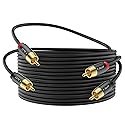 J&D 2 RCA M/M Stereo Audio Cable, 20 FT RCA Audio Cable Gold-Plated Copper Shell 2RCA Male to 2RCA Male Stereo Audio Cord for Home Theater, HDTV
