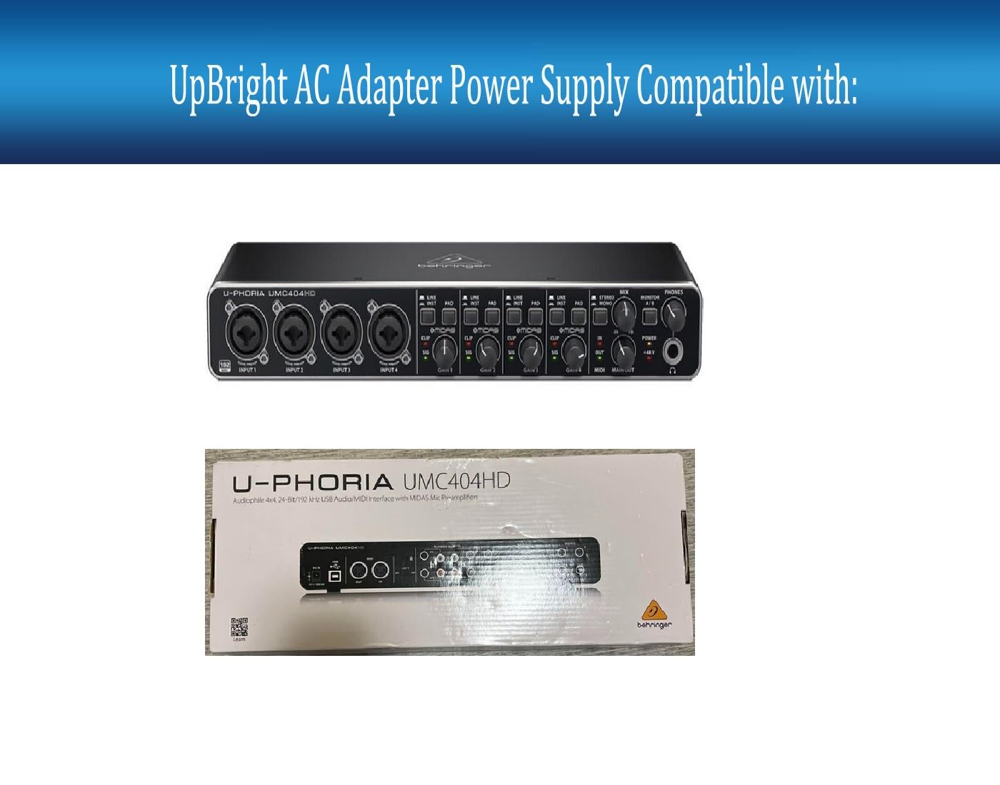 UpBright 5V AC/DC Adapter Compatible with Behringer U-Phoria UMC404HD UMC404 HD UMC 404 HD UPhoria 4 x 4 USB Audio MIDI Interface Audiophile 4x4…