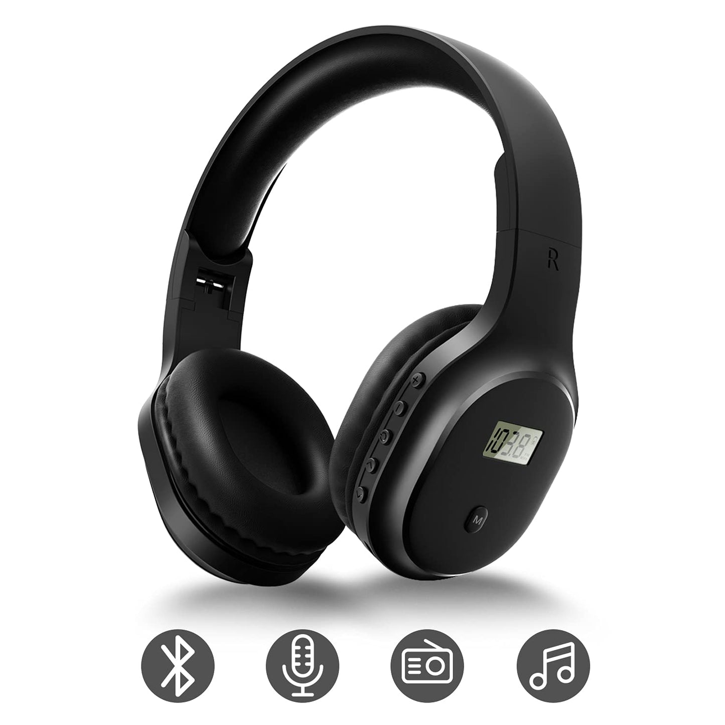 UMUTOO Wireless Headphones with FM Radio and Bluetooth 5.0, Rechargeable Portable Headset with Built-in Microphone, Lightweight and Comfortable Ear…