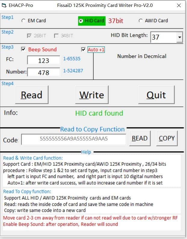 RFID Card Writer 125KHz Proximity Card Programmer Copier w/5 Cards for Windows