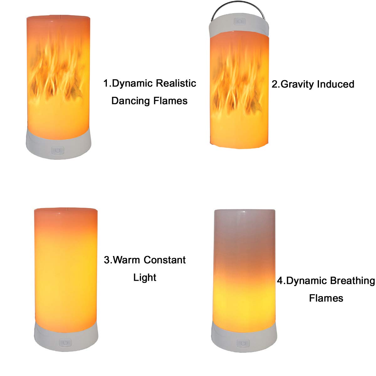 QLEE 2 Pack Led Flame Effect Lantern Light Usb Rechargeable Flameless Candle 4 Modes Remoted Flickering Flame Effect Mood Light Flameless For Holiday
