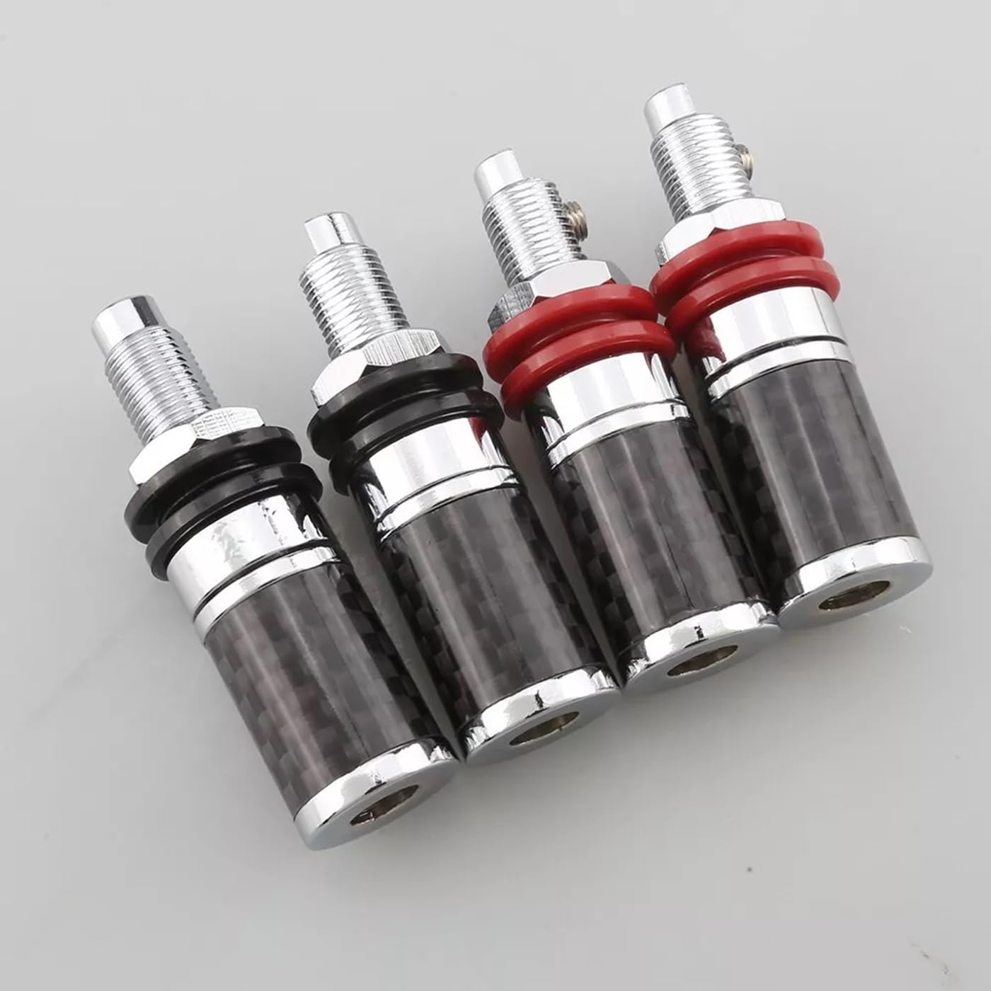 KUYIOHIFI HiFi Speaker Binding Post Rhodium-Plated Copper Hi-end Speaker Banana Plug Socket Terminals Screw Locking Audiophile Banana Jack Connectors