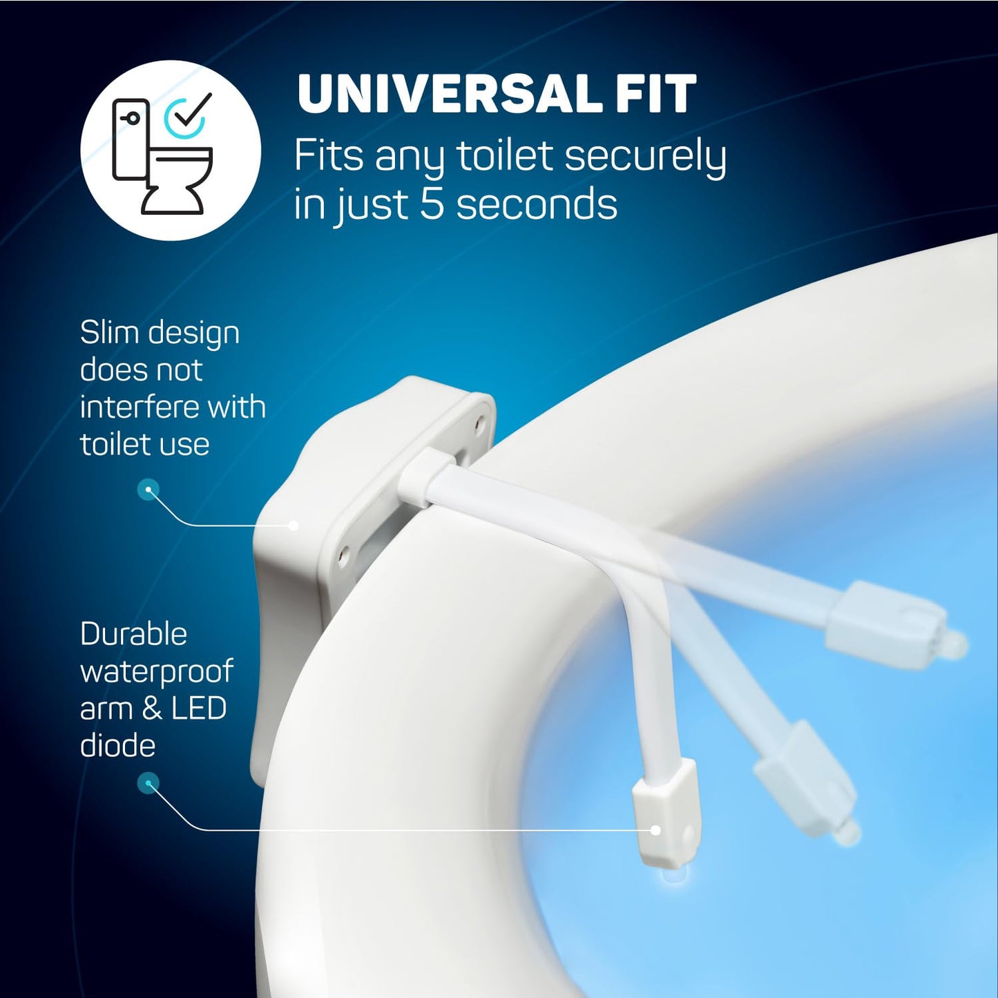 ToiLight The Original Toilet Bowl Night Light. Fun Useful Bathroom Motion Sensor Tech Gadget. Funny Novelty Birthday Gift Idea. Stocking Stuffer