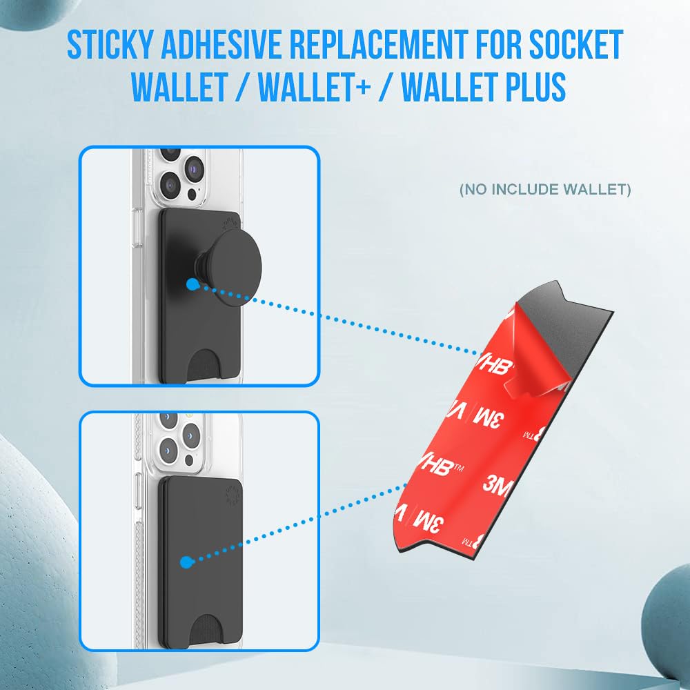 volport 10pcs Sticky Adhesive Replacement for Pops Wallet+ & Wallet Plus Base, Socket Wallet Case Back Sticker Pads, Double-Sided High Stickiness