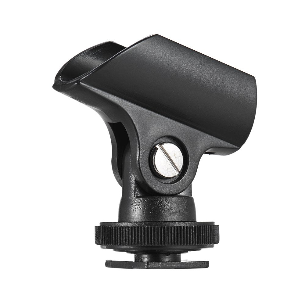 Andoer 19mm Microphone Mic Clip Holder with Hot Shoe & 1/4" Screw Hole for Mic Stand and DSLR Camera