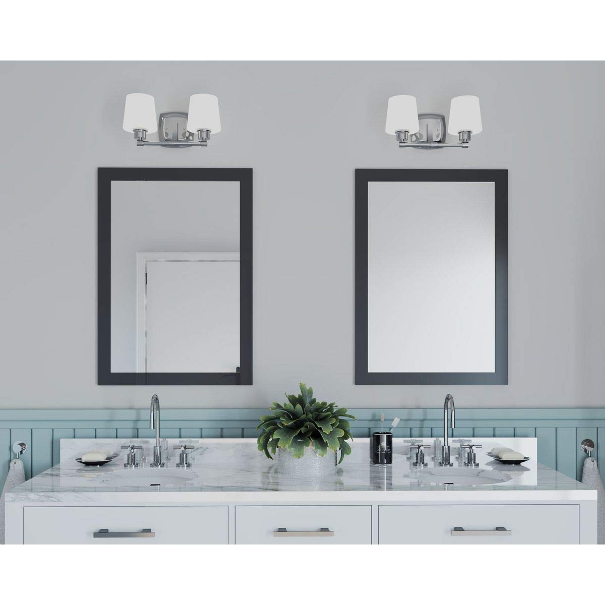 Progress Lighting P300017-015 Glance Two-Light Bath, Brushed Nickel