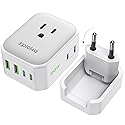 EPICKA Hybrid European Travel Plug Adapter, Foldable & Detachable Type C (EU) VisaPlug, 8-IN-1 International Power Adapter with 4 USB Ports (2 USB-C…