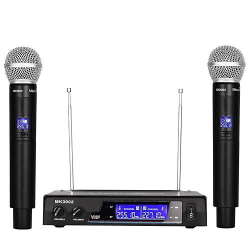 MicrocKing Wireless Microphone System Dynamic Handheld Microphones,150 Ft Operating Range,16 Hours Continuous Use,Ideal for Karaoke, Party, DJ