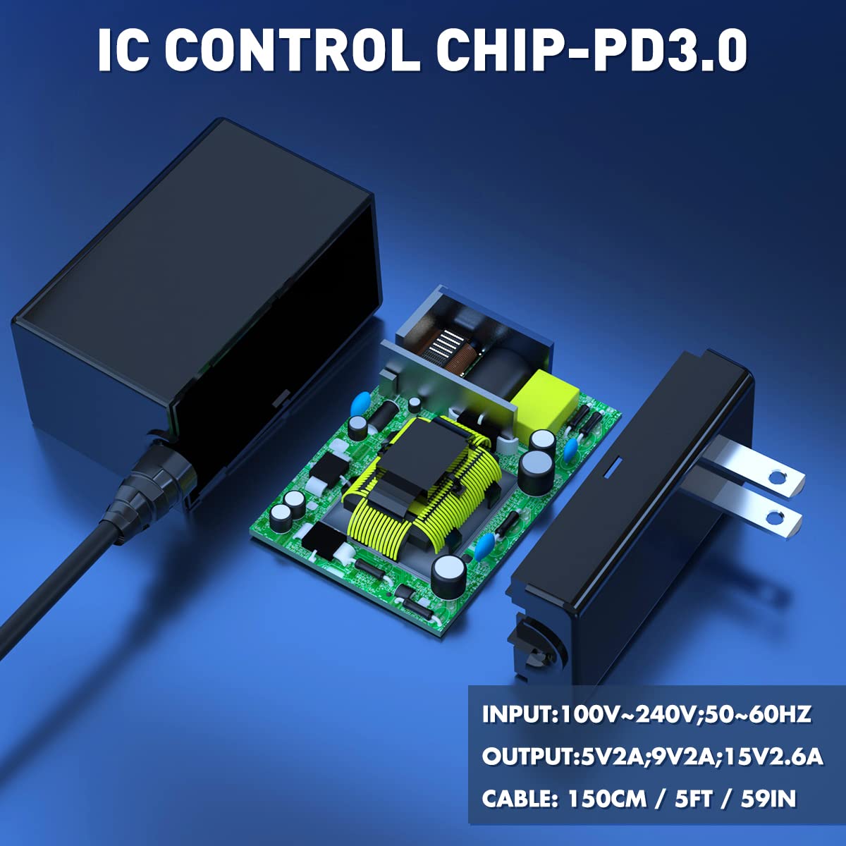 Charger for Nintendo Switch with 5FT Charging Cable, AC Power Supply Adapter for Nintendo Switch/LITE/OLED Work as Original Charger, Support Switch TV Dock Mode Output 15V2.6A USB C Chargers