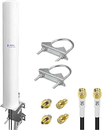 Maswell 4G LTE 5G Antenna Outdoor, 600-7000MHz 2X2 MIMO External Antenna, Up to 4.5 dBi, Cross-Polarized Omnidirectional for 4G/5G Routers & Gateways