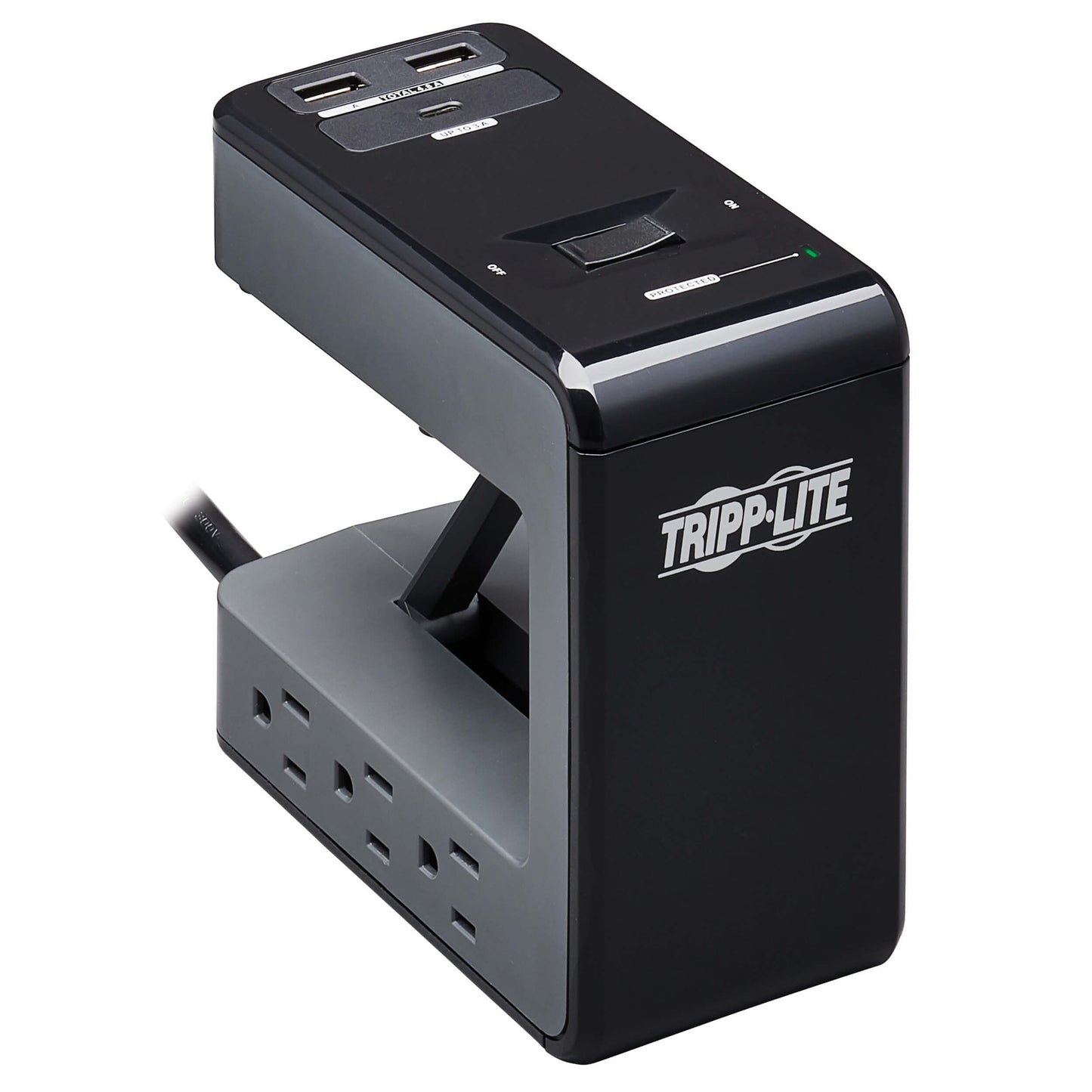 Tripp Lite Safe-IT Desk Clamp Surge Protector, 6-Outlets, USB-C & 2 USB-A Ports, 8Ft / 2.4M Cord, $50,000 Insurance & Limited Life Manufacturer's
