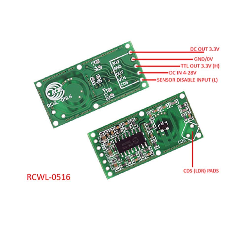 Stemedu 5PCS RCWL-0516 Motion Detection Sensor, Microwave Radar Sensor Switch Module for Arduino ESP8266 Nodemcu Wemos for Animals Detector, Detection